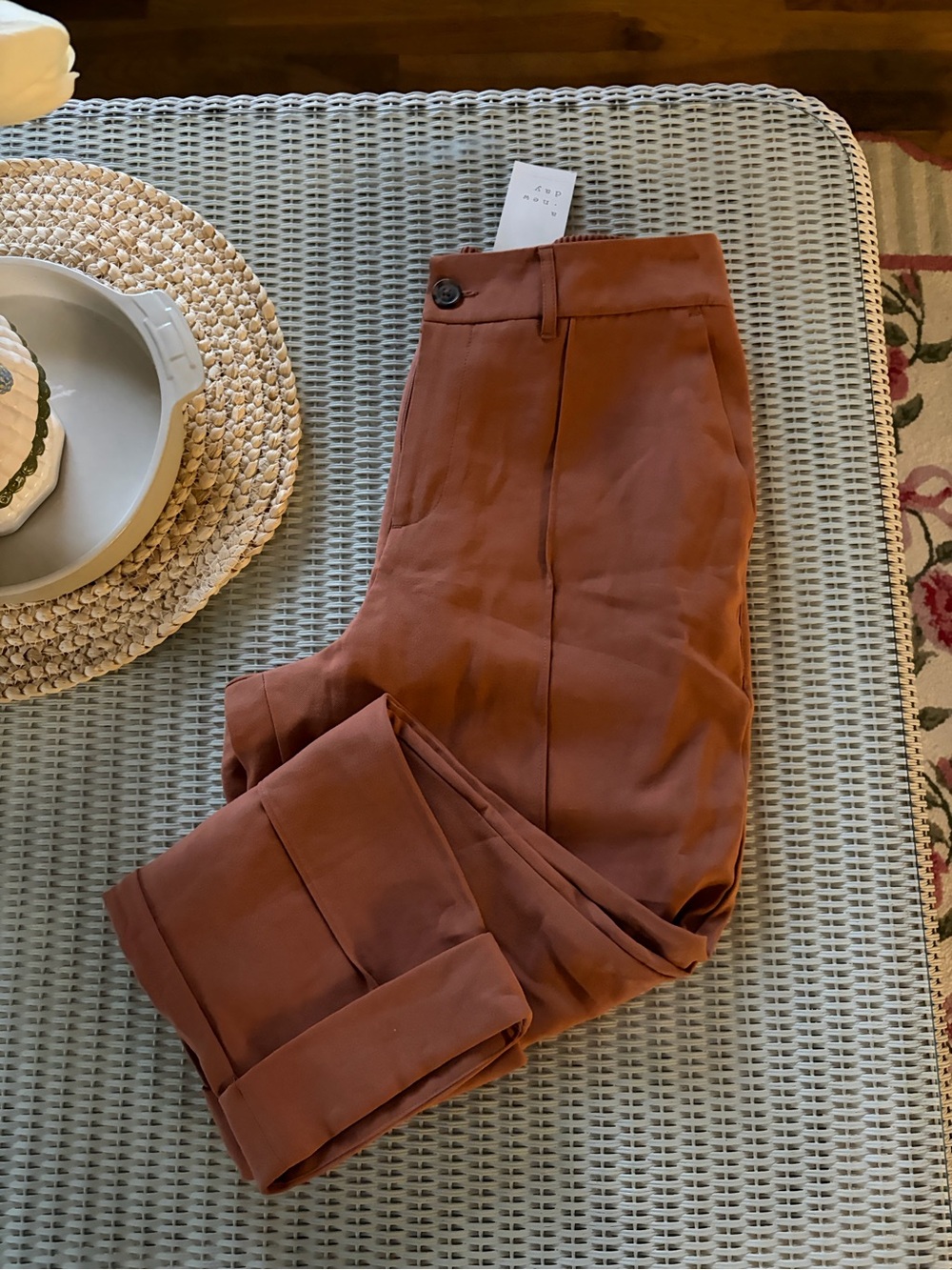 a new day Burnt Orange High-Rise Cuffed Trousers